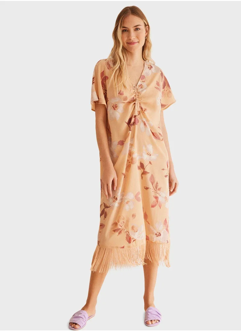 ومن سيكريت Fringe Hem Printed Nightdress