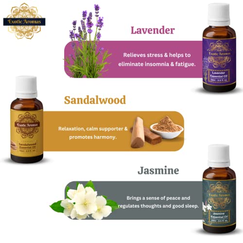 Exotic Aromas Essential Oil - Lavender, Sandalwood, Jasmine, Rose, Ylang Ylang (Pack of 5) - Image 2
