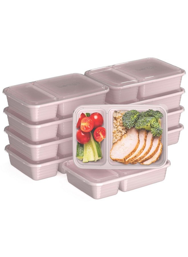 Bentgo 20-Piece Lightweight, Durable, Reusable BPA-Free 2-Compartment Containers - Microwave, Freezer, Dishwasher Safe - Blush Pink - Image 1