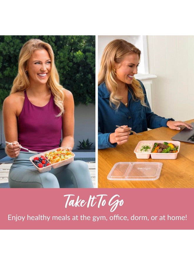 Bentgo 20-Piece Lightweight, Durable, Reusable BPA-Free 2-Compartment Containers - Microwave, Freezer, Dishwasher Safe - Blush Pink - Image 3