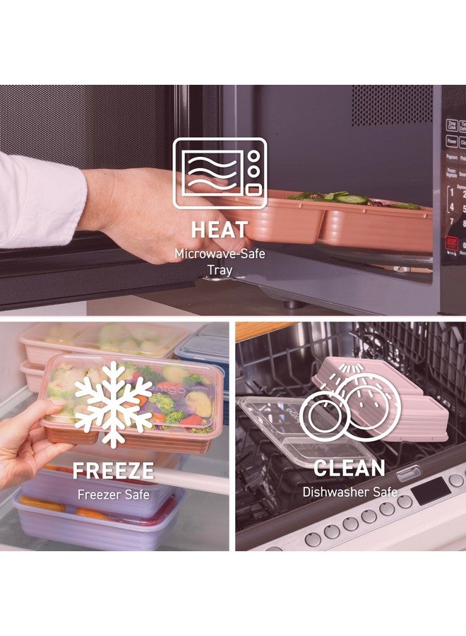 Bentgo 20-Piece Lightweight, Durable, Reusable BPA-Free 2-Compartment Containers - Microwave, Freezer, Dishwasher Safe - Blush Pink - Image 5