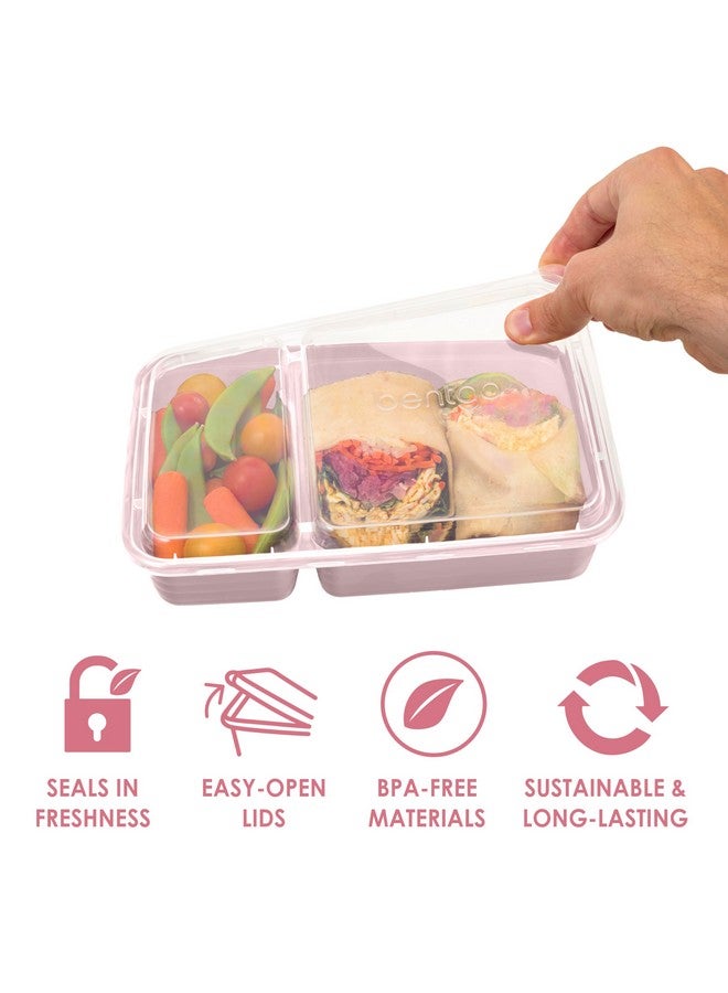 Bentgo 20-Piece Lightweight, Durable, Reusable BPA-Free 2-Compartment Containers - Microwave, Freezer, Dishwasher Safe - Blush Pink - Image 4