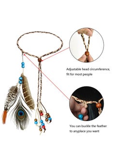 obmwang Boho Feather Headbands Indian Feather Headband Peacoak Headpieces Festival Costumes Hair Accessories For Women And Girls 