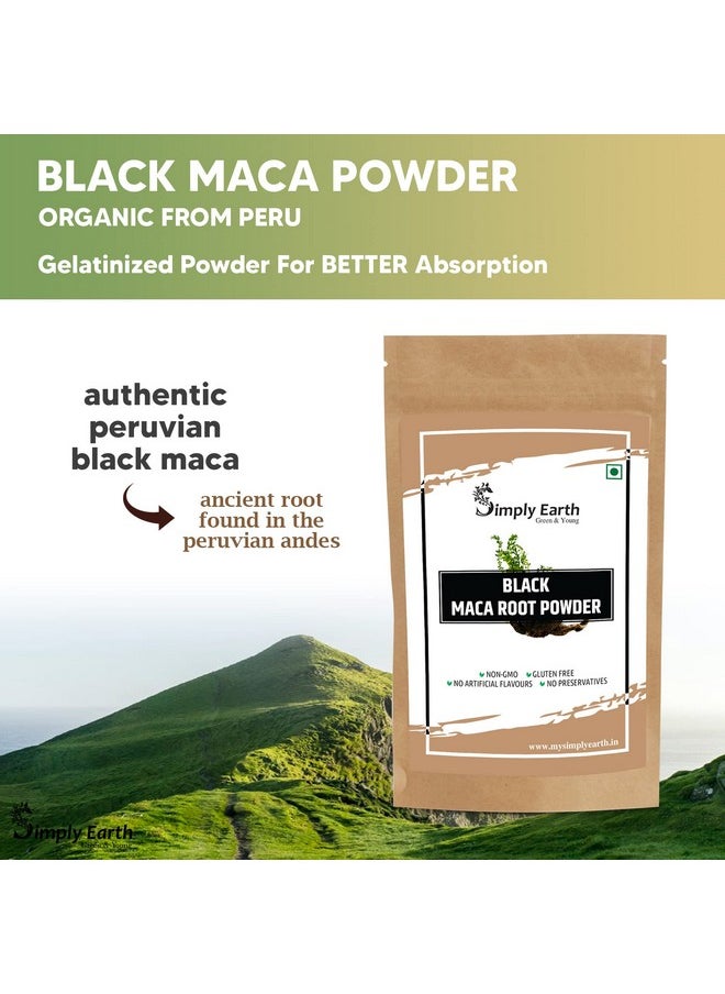 Simply Earth - Peruvian Black Maca Root Powder | Boosts Energy And Immunity | Relieves Stress | Great For Men And Woman - (100Gm) - Image 1