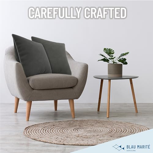 Blau Marité 2 Pack Velvet Decorative Throw Pillow Covers, 18"x18", Deep Grey, Solid, Modern, Contrast Piping, Indoor Use, Bedroom & Living Room - Image 3