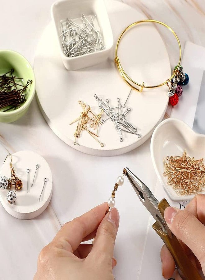 DIY Crafts 900 Pcs, 3"inch Bright Silver, Flat-Head Brass Dressmaker Eyepins | Jewellery Making Kit for Crafting Earrings Bracelets Open Eyepins Headpins for Jewel(900 Pcs, 3"inch Bright Silver) - Image 2