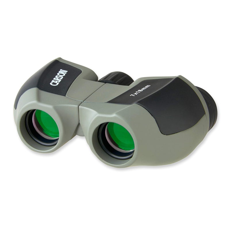 Carson MiniScout 7x18mm Ultra Compact Porro Prism Binoculars (JD-718), 1.5 H x 3.5 L x 2.75 W - Image 1