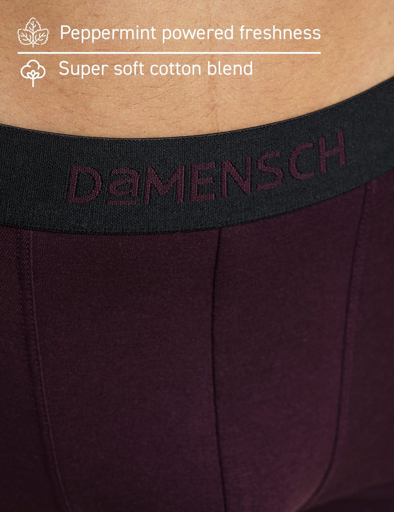 DAMENSCH Mens Premium Cotton Solid Trunks ReFRSH Single of Peppermint Powered-Pack of 2-Loyal Maroon,Sailor Blue-XX-Large - Image 5