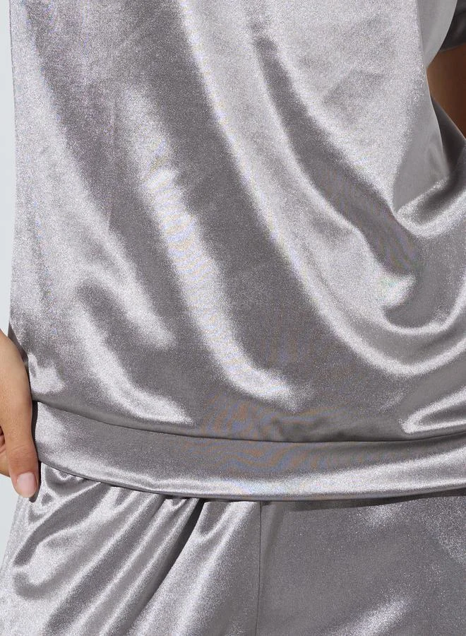 Take Two  Grey Plain Knit Top and Trousers Co-Ord Set for Women | Best Price UAE