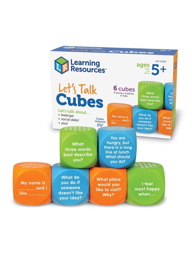 Learning Resources Let's Talk! Cubes - 6 Foam Cubes with 36 Prompts for SEL & Autism Therapy, Ages 5+ - Image 1