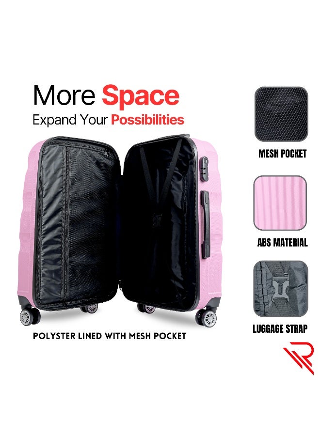 Reflection ABS Luggage Set of 3, Lightweight & 360° Silent Wheels Suitcase, ABS Hard Luggage Trolley, Travel Luggage with Spinner Wheels  (3pc Set, Pink) - Image 3