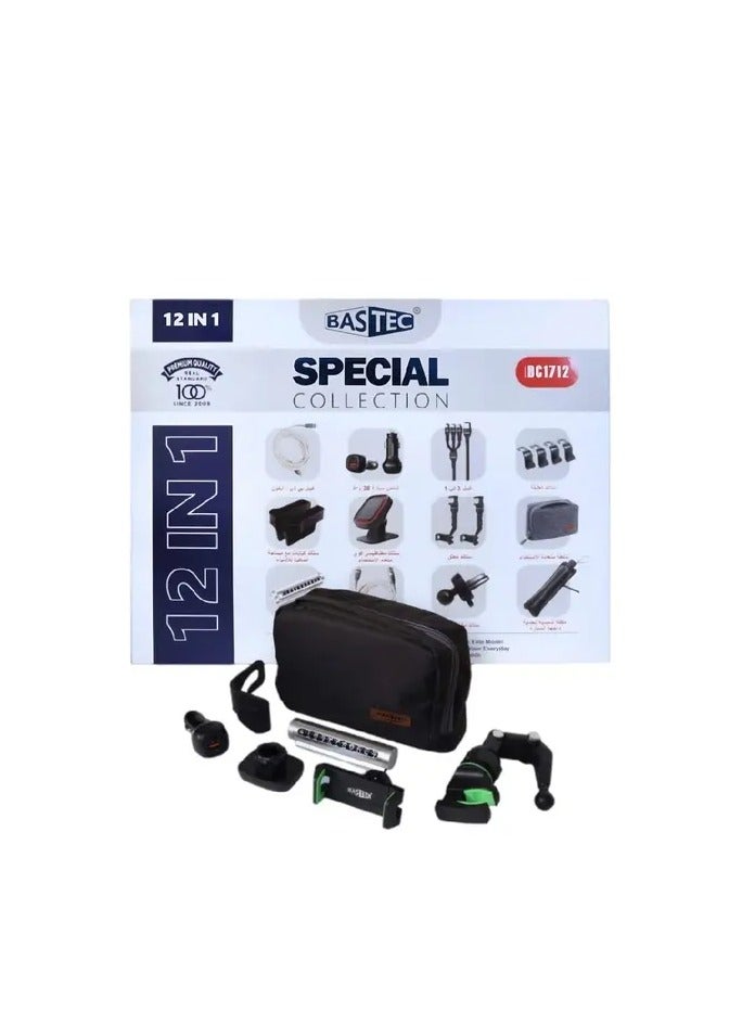 باس تيك بكج أكسسوارات من 12 قطعه للسيارة - مظلة السيارة كيبل شحن و لوحة ترقيم الجوال - Image 2