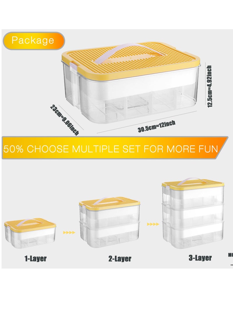 Excefore - Kids Toy Storage Box for Lego Miniature Containers Bins with Base Plates Lids Stackable Building Blocks Organizers Stackable Storage Container Compartments Building Blocks Puzzle Board Game Chest - Image 1