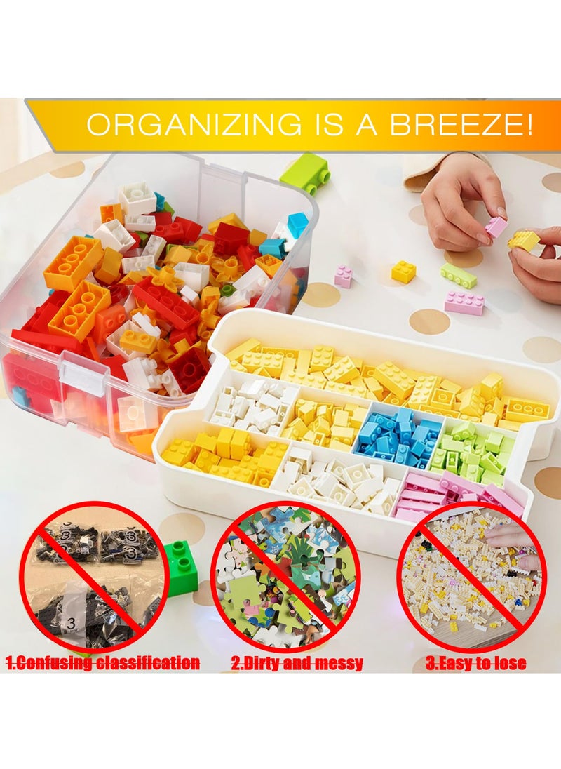 Excefore - Kids Toy Storage Box for Lego Miniature Containers Bins with Base Plates Lids Stackable Building Blocks Organizers Stackable Storage Container Compartments Building Blocks Puzzle Board Game Chest - Image 1
