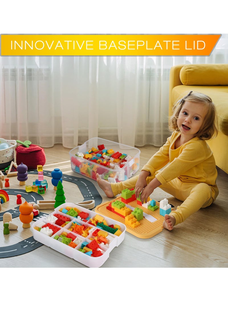 Excefore - Kids Toy Storage Box for Lego Miniature Containers Bins with Base Plates Lids Stackable Building Blocks Organizers Stackable Storage Container Compartments Building Blocks Puzzle Board Game Chest - Image 1