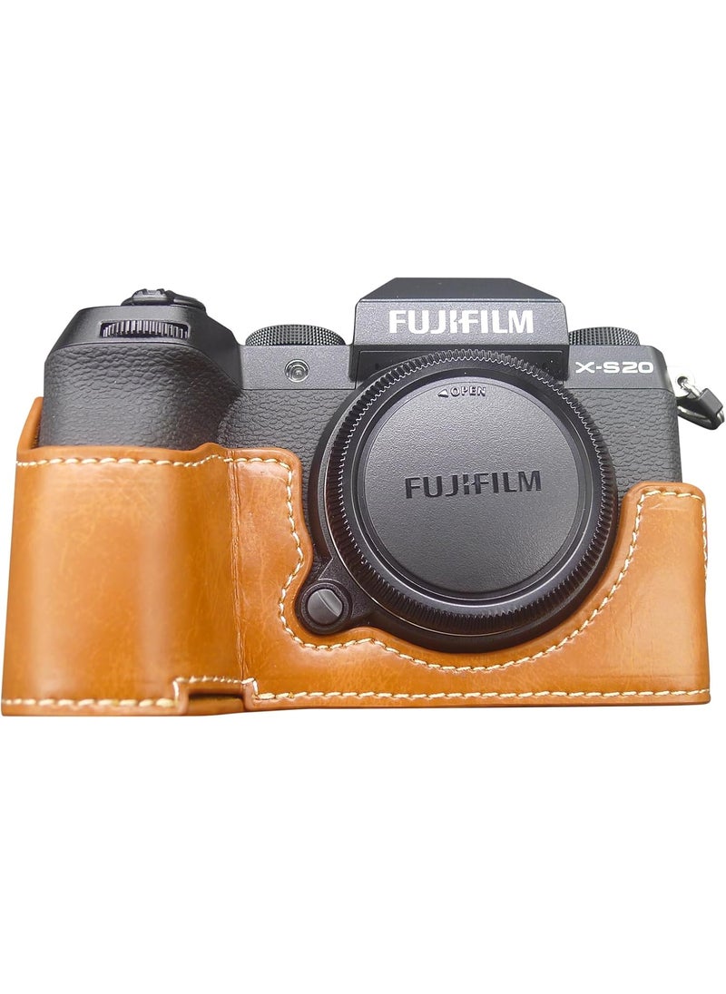 Rieibi Rieibi Fuji XS20 XS20 Case  Quality PU Leather Half Case for Fujifilm XS20 Digital Camera  Body Protective Grip Case for Fujifilm XS20 XS20  Brown  - Image 1