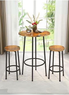 Woodx Rustic Industrial Bar Table Set with 2 Stools – Round Wooden Top and Metal Frame for Home Kitchen or Dining Room - pzsku/Z31660762210330FC3600Z/45/_/1727701648/6319ec9c-f27b-4c42-8265-cde2752315ab