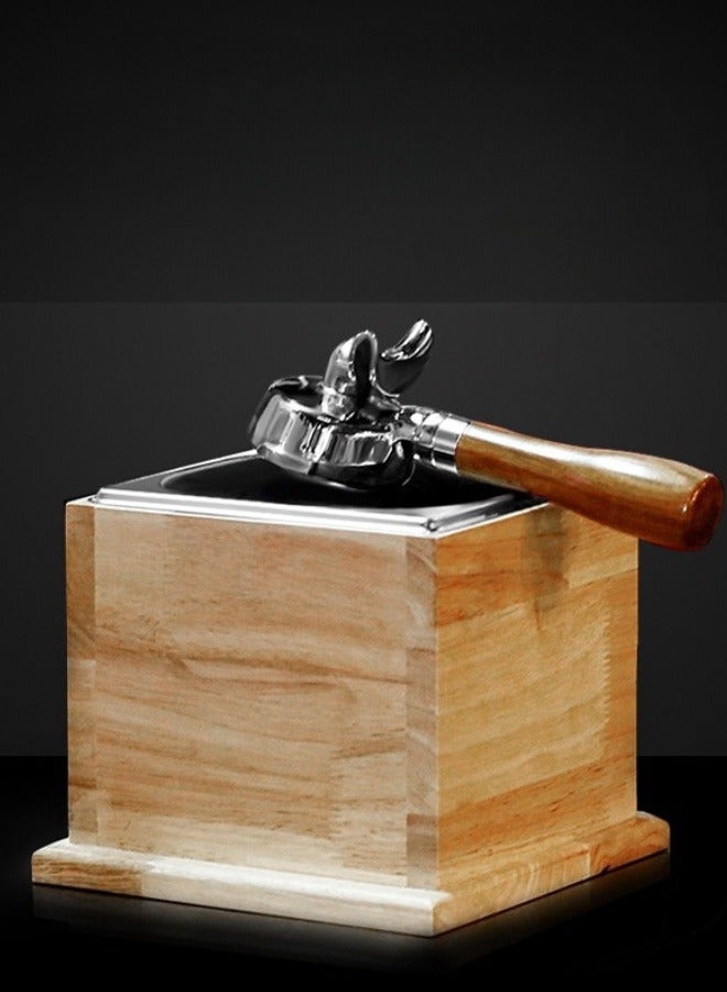 Choxilo Solid Wood Base Stainless Steel Knockout Slag Powder Box - Image 4