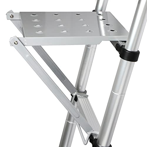 TooCust Platform Accessories for Painters AntiSlip Extension Ladder Work Platform System Work Tray for Tools Heavy Duty Accessory for Most Ladders 400 lbs Capacity Silver