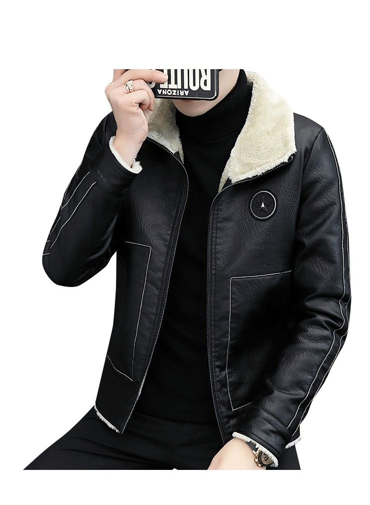 Loquat New Winter Men's Jacket Korean Slim Leather Jacket  - Image 1