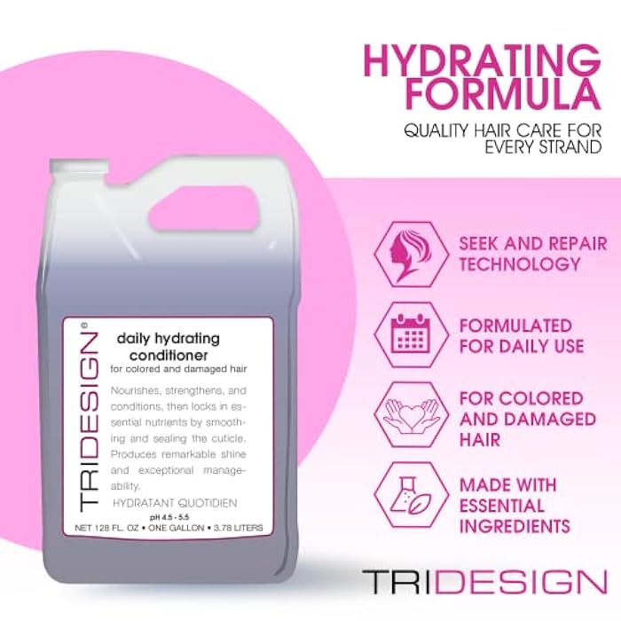 TRIDESIGN Daily Hydrating Conditioner - Hair Conditioner for Damaged Dry Hair, Moisturizing Conditioner for Colored and Fine Hair, Nourishes, Strengthens, and Smooths All Hair Types, 1 Gallon - Image 3