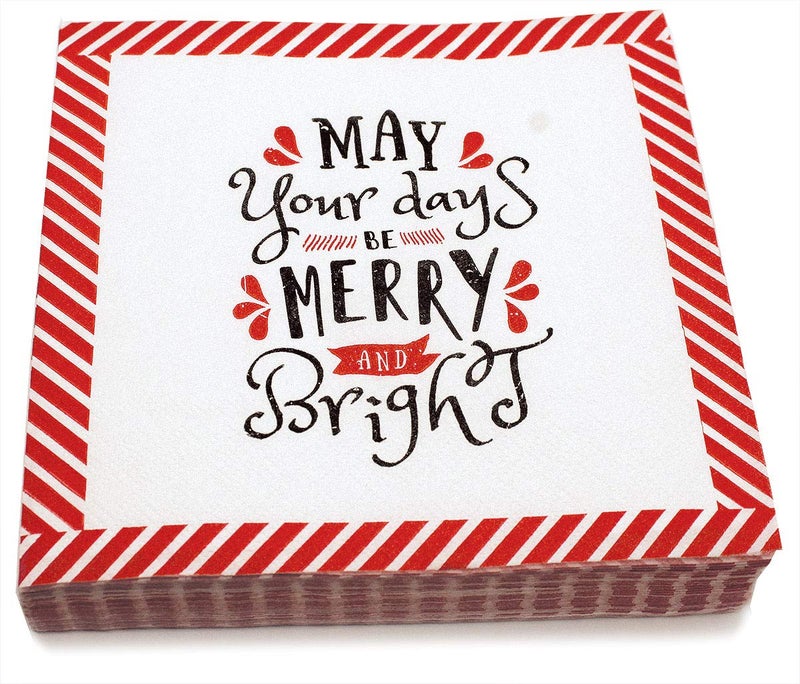 OLYPHAN Xmas Paper Napkins, Festive, Cute & Fun Merry Christmas Quote Napkins: Funny Saying Recycled Napkins Decorative Disposable Holiday Dinner, Lunch/Luncheon, Buffet Party 40 Ct 6.5 Square - Image 2