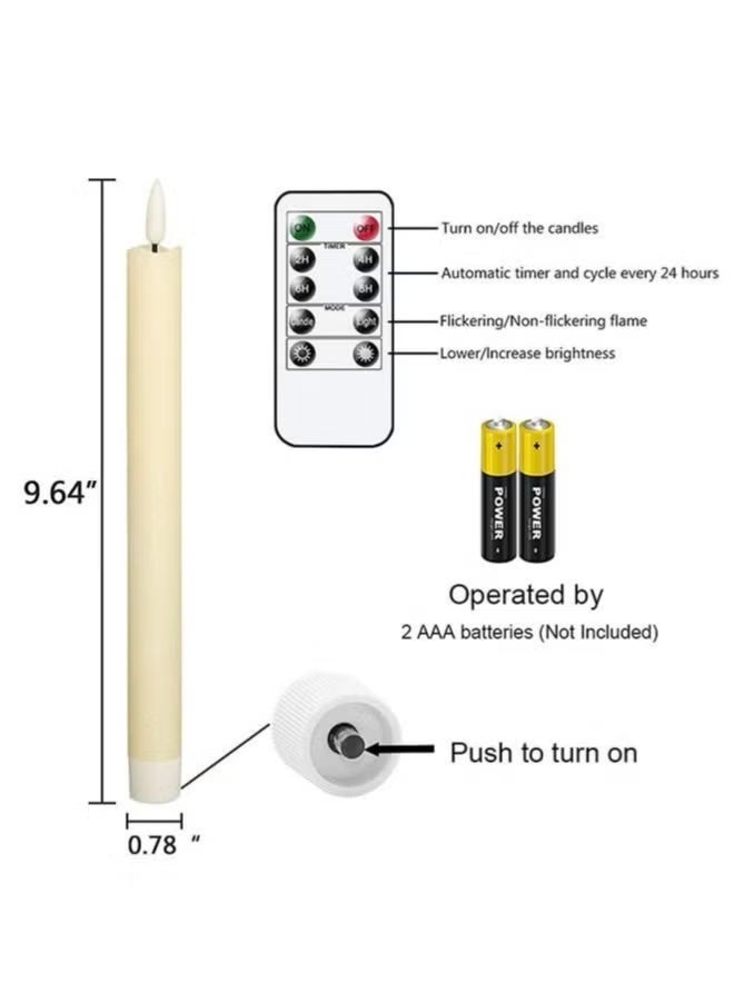 Flameless Taper LED Candles Light With Remote Control Battery Operated Led Warm 3D Wick Light Window Candles (Pack of 6) - Image 4