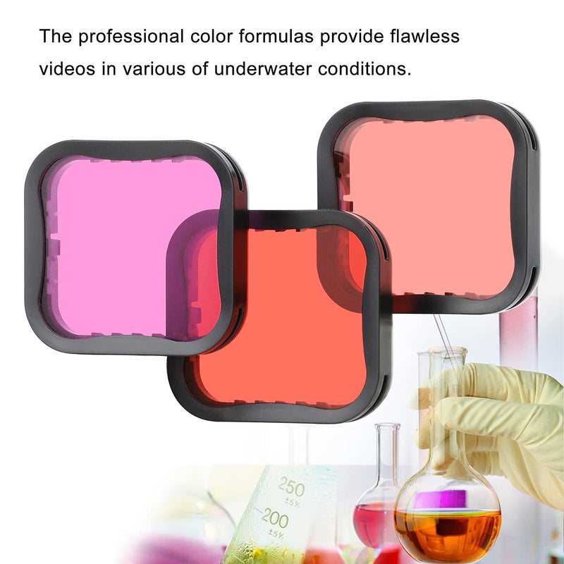 SOONSUN 4-Pack Dive Filter for GoPro Hero 5 6 7 Black Official Housing Case - Red, Light Red, Magenta, 5X Close-up Macro Filters - Color Correction for Various Underwater Video Photography Conditions - Image 3