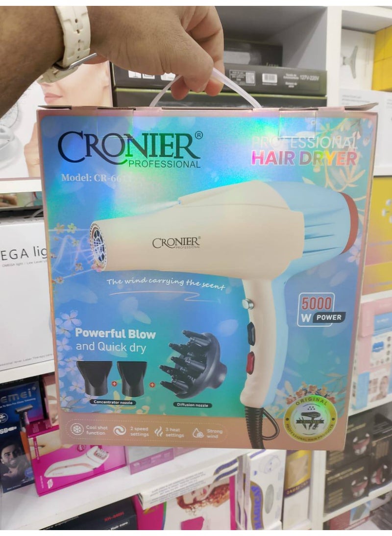 سيشوار كرونيير بروفيشنال 5000 وات – مجفف شعر قوي مع ملحقات - Image 1