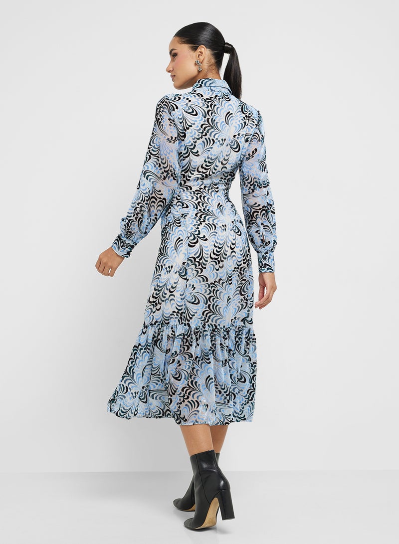 French Connection Printed Chiffon Midi Dress - Image 2