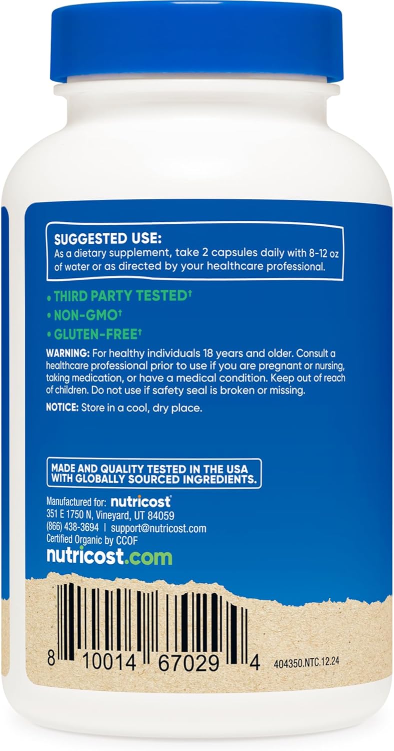 Nutricost Reishi Mushroom Capsules 1500mg 60 Servings  CCOF Certified Made with Organic Reishi Mushroom Vegetarian Gluten Free 750mg Per Capsule 120 Capsules - Image 4