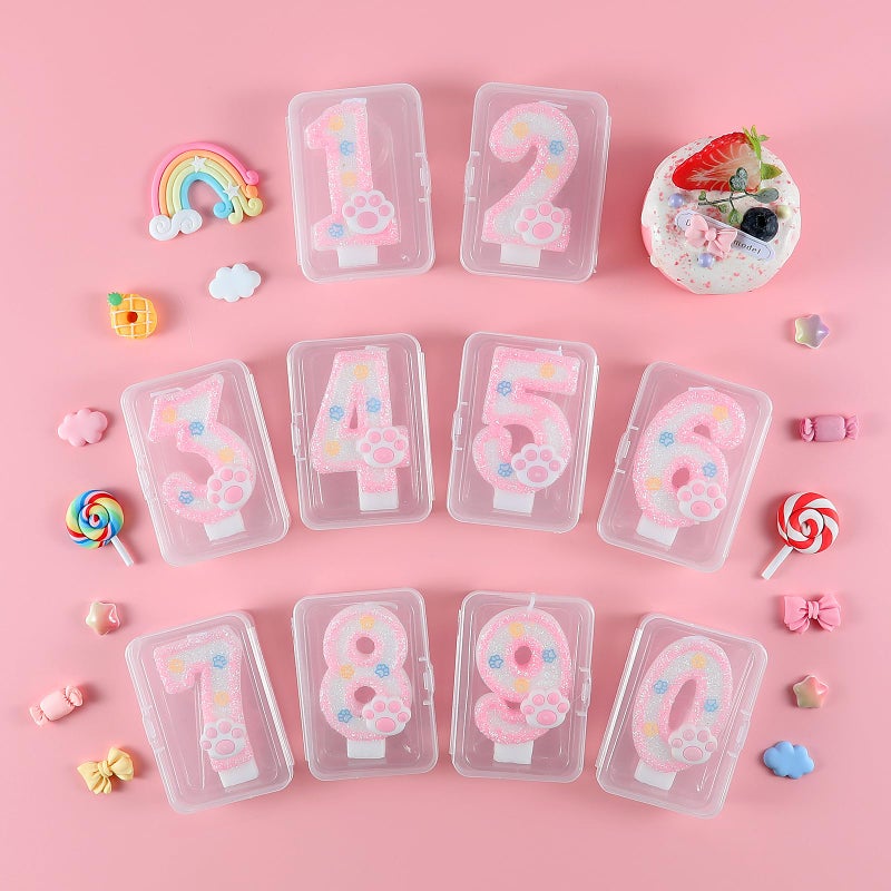 AKURIEEY Dog and Cat 6th Birthday Candle Pink Numbers 6 Candle Paw Cake Topper Cupcake Decorations for Pet Theme Party Decor Anniversary Celebrations Supplies - Image 5