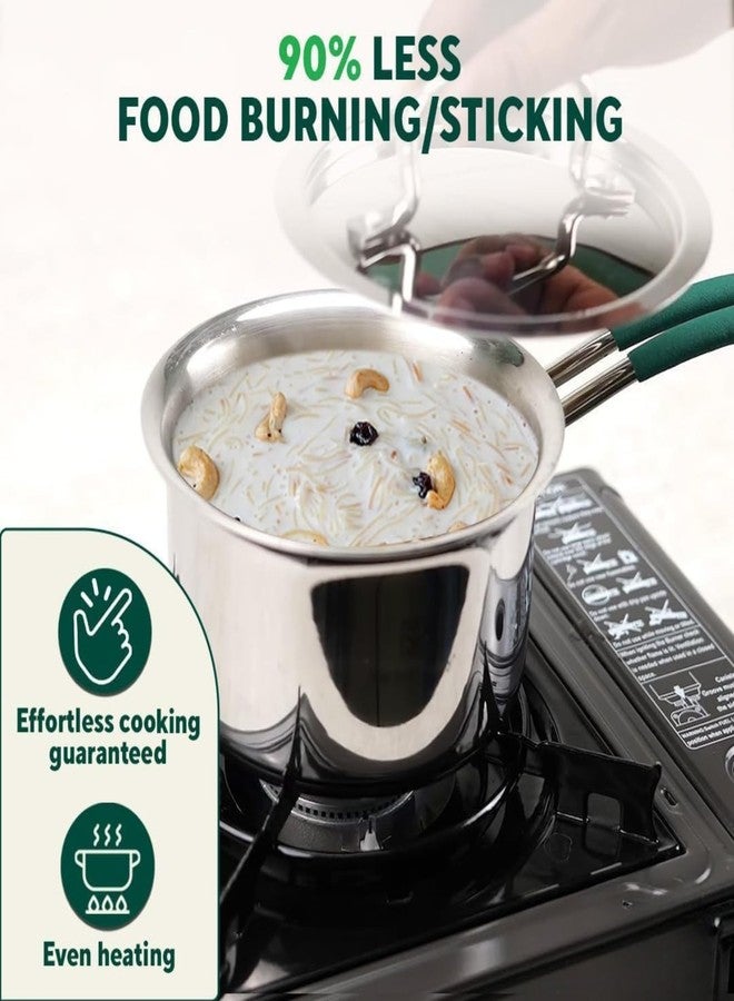 Drumstone 𝓓rumstone (𝟑 𝐘𝐄𝐀𝐑 𝐖𝐀𝐑𝐑𝐀𝐍𝐓𝐘) 1.5 Litre Stainless Steel Saucepan – Non-Stick Cooking Pot with Turquoise Handle for Sauces, Soups, and Everyday Kitchen Use - Image 4
