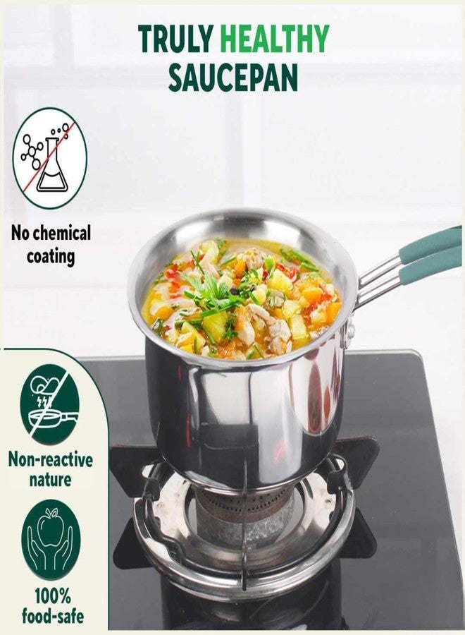 Drumstone 𝓓rumstone (𝟑 𝐘𝐄𝐀𝐑 𝐖𝐀𝐑𝐑𝐀𝐍𝐓𝐘) 1.5 Litre Stainless Steel Saucepan – Non-Stick Cooking Pot with Turquoise Handle for Sauces, Soups, and Everyday Kitchen Use - Image 3