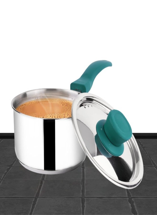 Drumstone 𝓓rumstone (𝟑 𝐘𝐄𝐀𝐑 𝐖𝐀𝐑𝐑𝐀𝐍𝐓𝐘) 1.5 Litre Stainless Steel Saucepan – Non-Stick Cooking Pot with Turquoise Handle for Sauces, Soups, and Everyday Kitchen Use - Image 1
