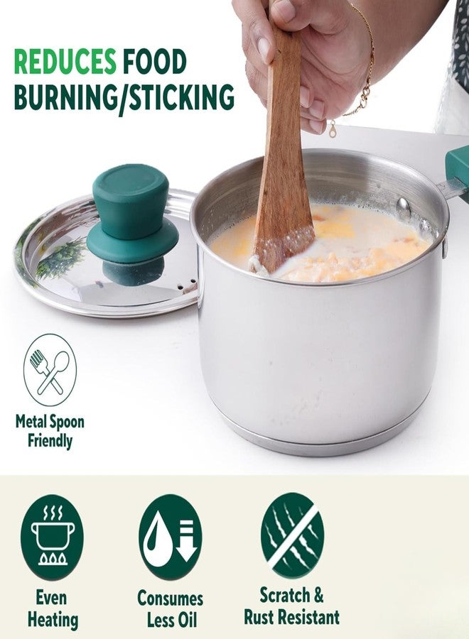 Drumstone 𝓓rumstone (𝟑 𝐘𝐄𝐀𝐑 𝐖𝐀𝐑𝐑𝐀𝐍𝐓𝐘) 1.5 Litre Stainless Steel Saucepan – Non-Stick Cooking Pot with Turquoise Handle for Sauces, Soups, and Everyday Kitchen Use - Image 2