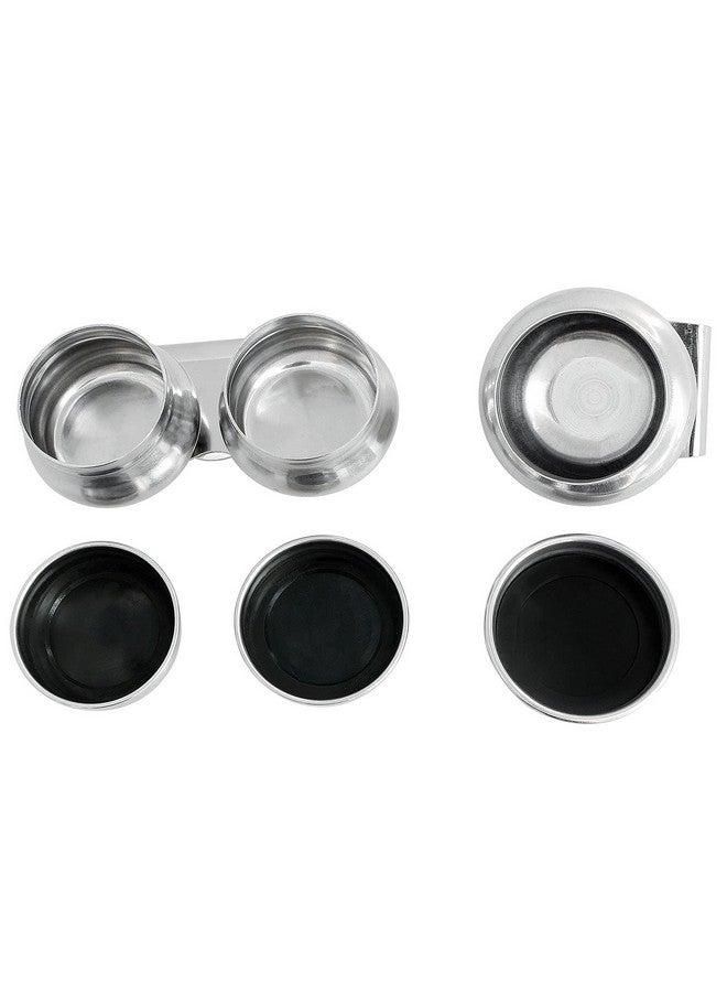Longdex Palette Cup 3Pcs Painting Containers Kit For Acrylic Or Oil Paint Stainless Steel Metal Double Dipper Painting Pot Container With Lid And Clip Single Palette Cup Container With Lid And Clip - Image 2