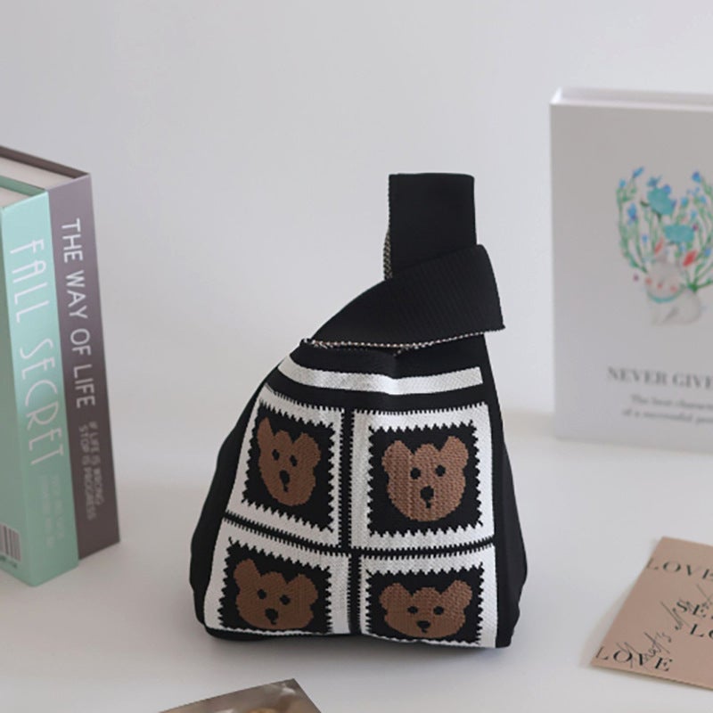 Korean Ins Bags, Trendy Women'S Bags, Bear Bags, Knitted Bags, Original Niche Personalized Tote Bags, Open - Image 4