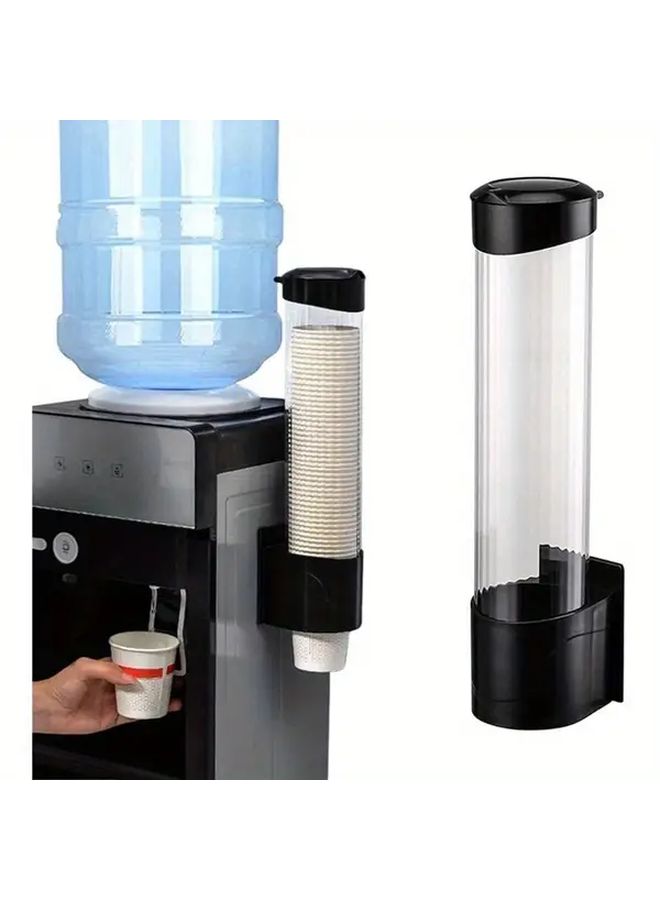 Black Wall Mounted Cup Dispenser One Touch Push Button 15x3 Inch - Image 1