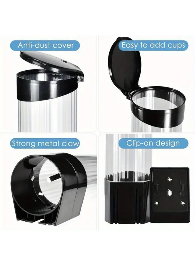 Black Wall Mounted Cup Dispenser One Touch Push Button 15x3 Inch - Image 4