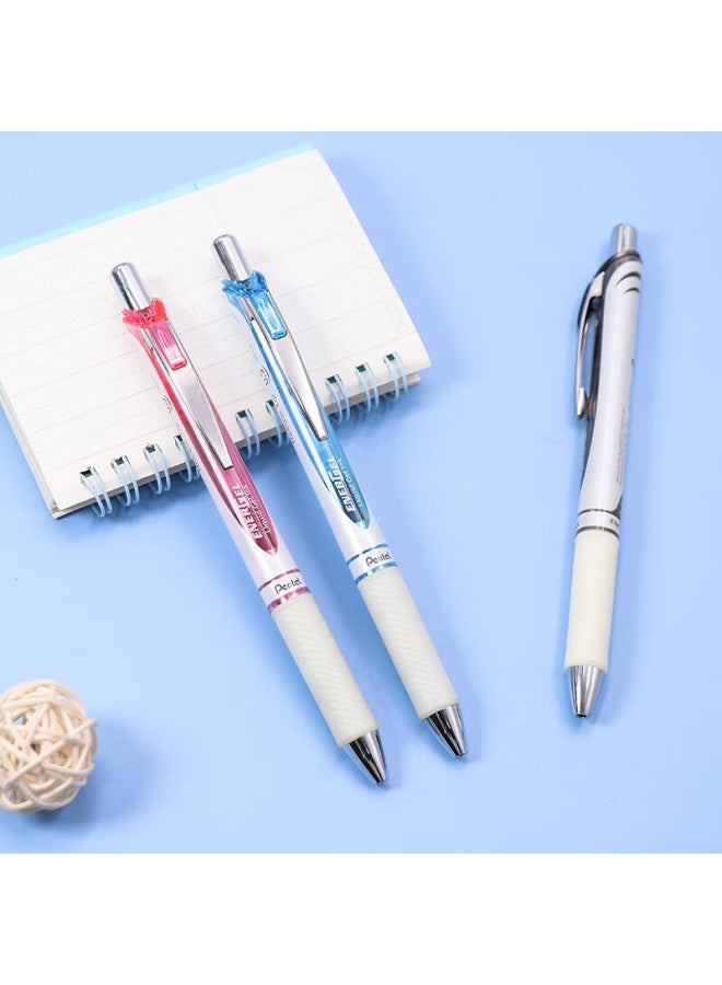 Pentel Bln75 Retractable Gel Pen 0.5Mm High-End Business Student Quick-Drying Water-Based Pen Office Supplies Stationery White Barrel Black Ink 5-Pack - Image 4