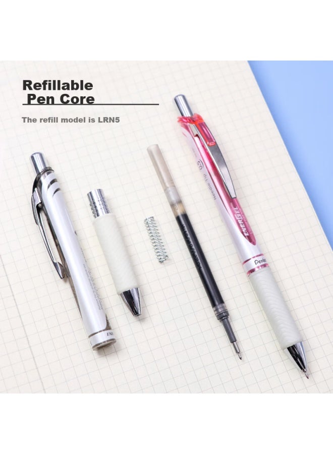 Pentel Bln75 Retractable Gel Pen 0.5Mm High-End Business Student Quick-Drying Water-Based Pen Office Supplies Stationery White Barrel Black Ink 5-Pack - Image 3