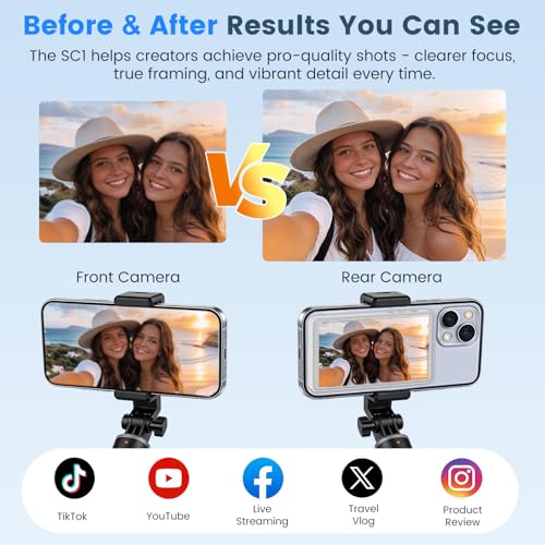 Beinhome Magnetic Selfie Monitor Screen for iPhone & Android,No Delay,Built-in Speaker,Real-Time Screen Sharing,Selfie Monitor for Video Recording, YouTube, TikTok, Live Stream, Cooking, Vlog (Ivory White) - Image 2