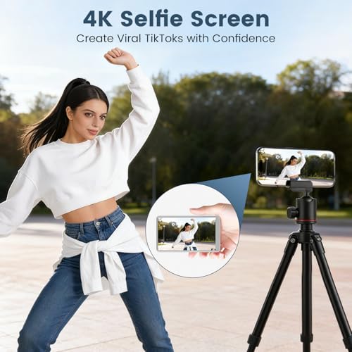 Beinhome Magnetic Selfie Monitor Screen for iPhone & Android,No Delay,Built-in Speaker,Real-Time Screen Sharing,Selfie Monitor for Video Recording, YouTube, TikTok, Live Stream, Cooking, Vlog (Ivory White) - Image 5