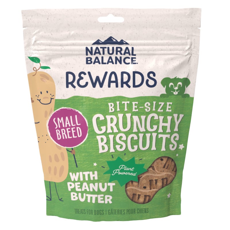 Natural Balance Limited Ingredient Rewards Crunchy Biscuits, Bite-Size Vegetarian Dog Treats for Small-Breed Adult Dogs, Peanut Butter Recipe, 8 Ounce (Pack of 1) - Image 1
