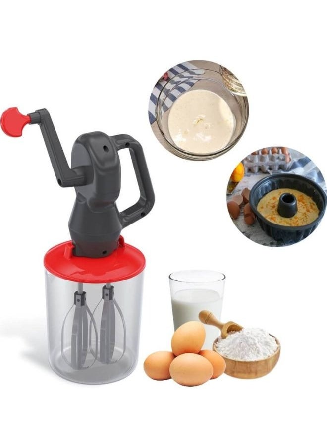 Wenken Manual hand mixer with handle and bowl for kitchen black and orange  - Image 2
