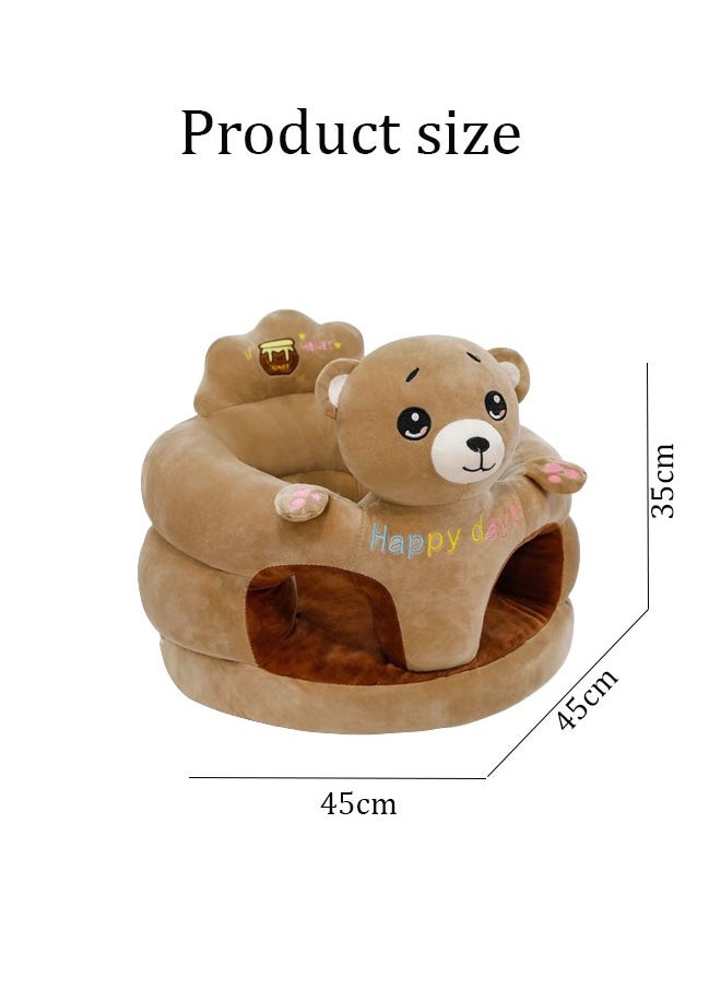 Vinnatsu Vinnatsu Baby Learning Sitting Chair, Baby Sitting Support Seat Sofa, Infant Toddler Cute Cartoon Learning Sitting Sofa-Breathable Crystal Fabric, Perfect Toddler Gift（Brown）  - Image 2