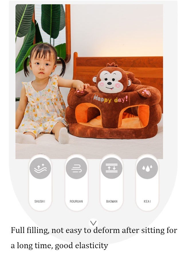 Vinnatsu Vinnatsu Baby Learning Sitting Chair, Baby Sitting Support Seat Sofa, Infant Toddler Cute Cartoon Learning Sitting Sofa-Breathable Crystal Fabric, Perfect Toddler Gift（Brown）  - Image 4