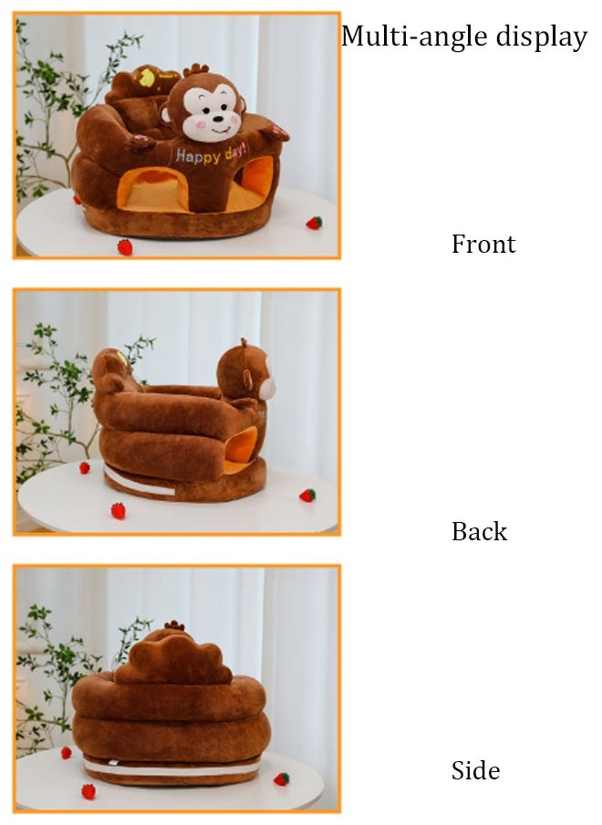 Vinnatsu Vinnatsu Baby Learning Sitting Chair, Baby Sitting Support Seat Sofa, Infant Toddler Cute Cartoon Learning Sitting Sofa-Breathable Crystal Fabric, Perfect Toddler Gift（Brown）  - Image 3