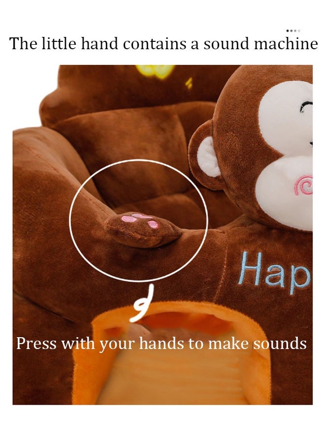 Vinnatsu Vinnatsu Baby Learning Sitting Chair, Baby Sitting Support Seat Sofa, Infant Toddler Cute Cartoon Learning Sitting Sofa-Breathable Crystal Fabric, Perfect Toddler Gift（Brown）  - Image 5